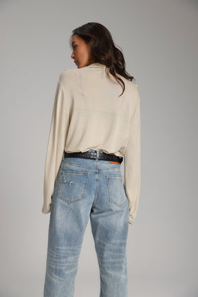 חולצת ליבי מכופתרת בז'