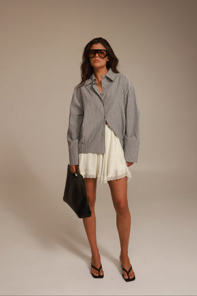 חולצת אוריאן מכופתרת אפור כהה