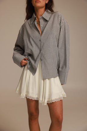 חולצת אוריאן מכופתרת אפור כהה