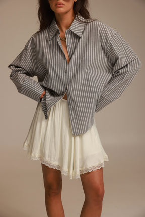 חולצת אוריאן מכופתרת אפור כהה