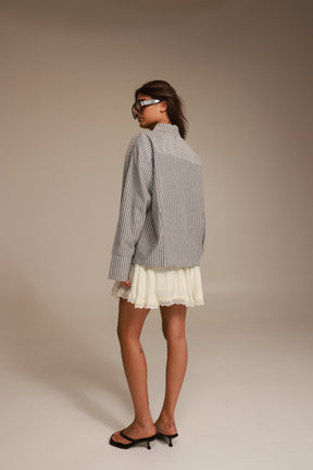 חולצת אוריאן מכופתרת אפור כהה