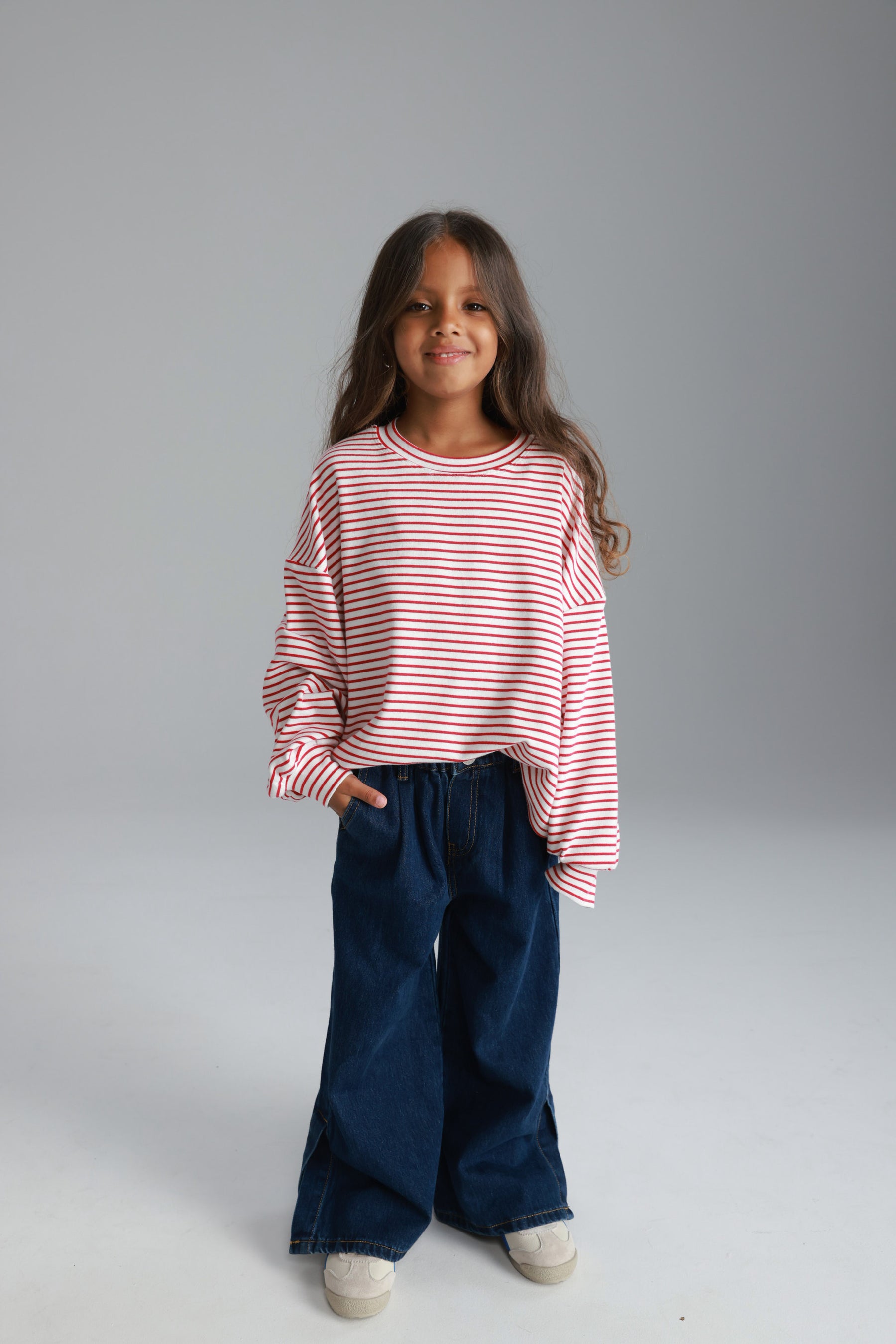 חולצת מייקי פסים לבן/אדום