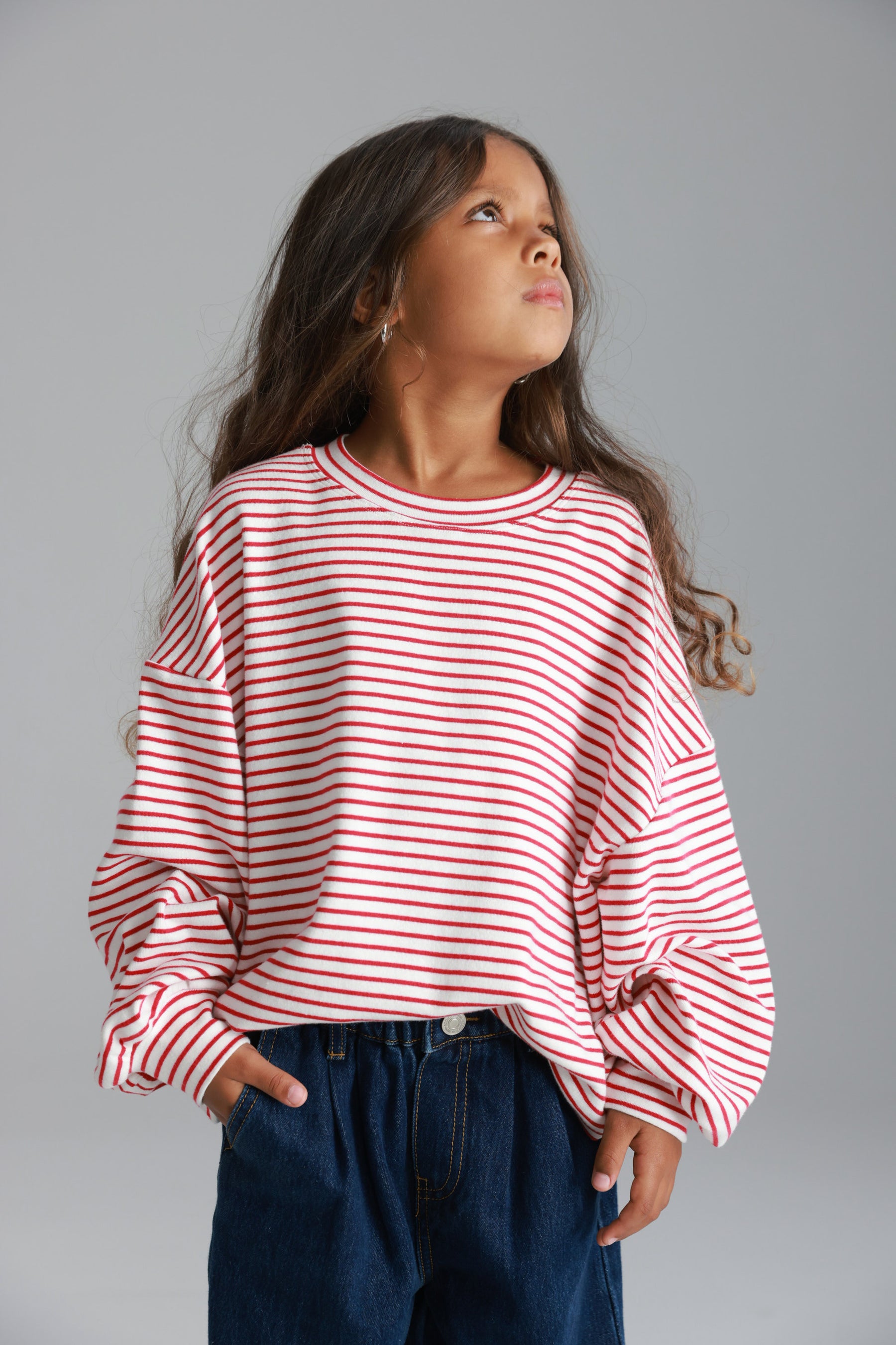 חולצת מייקי פסים לבן/אדום