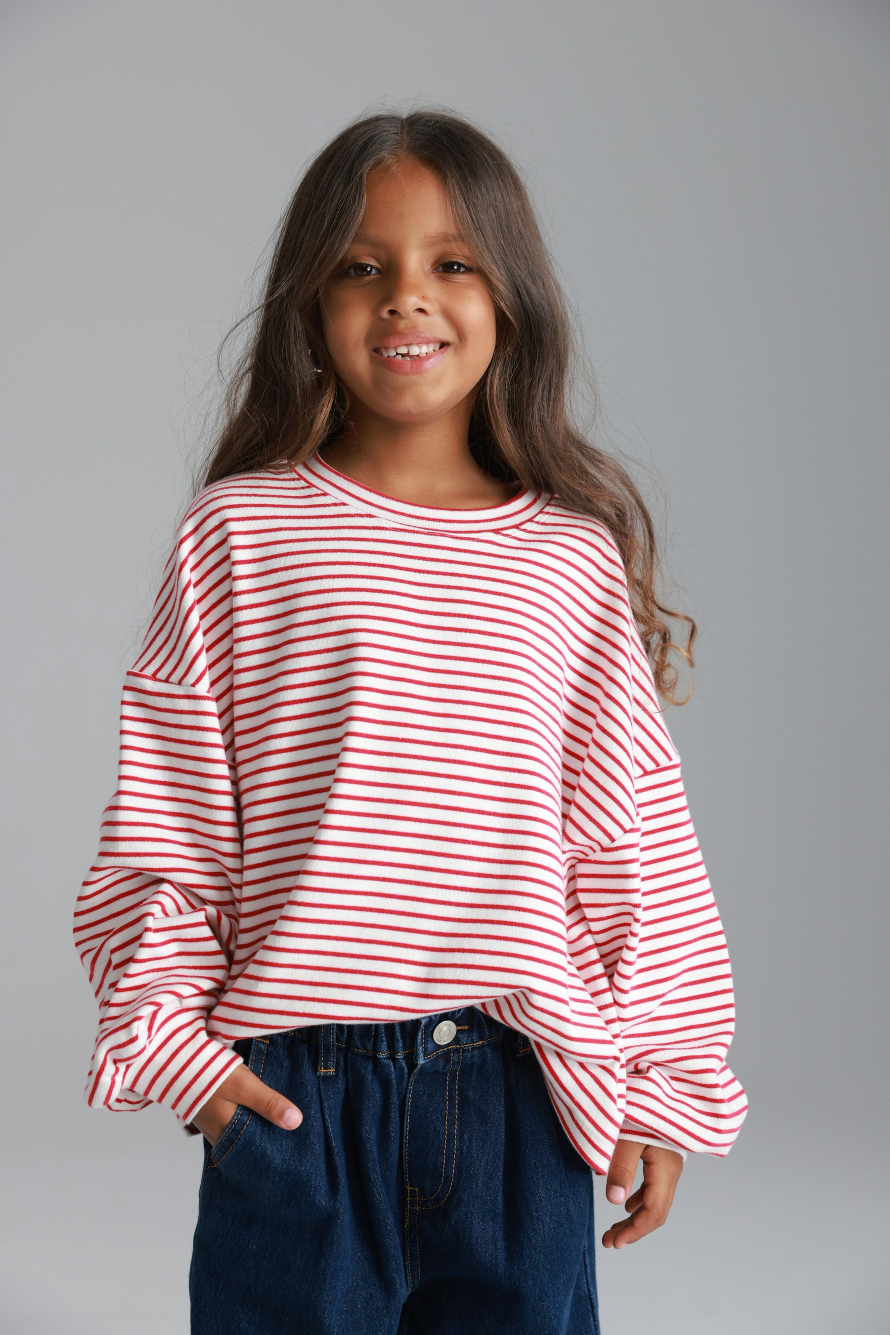 חולצת מייקי פסים לבן/אדום