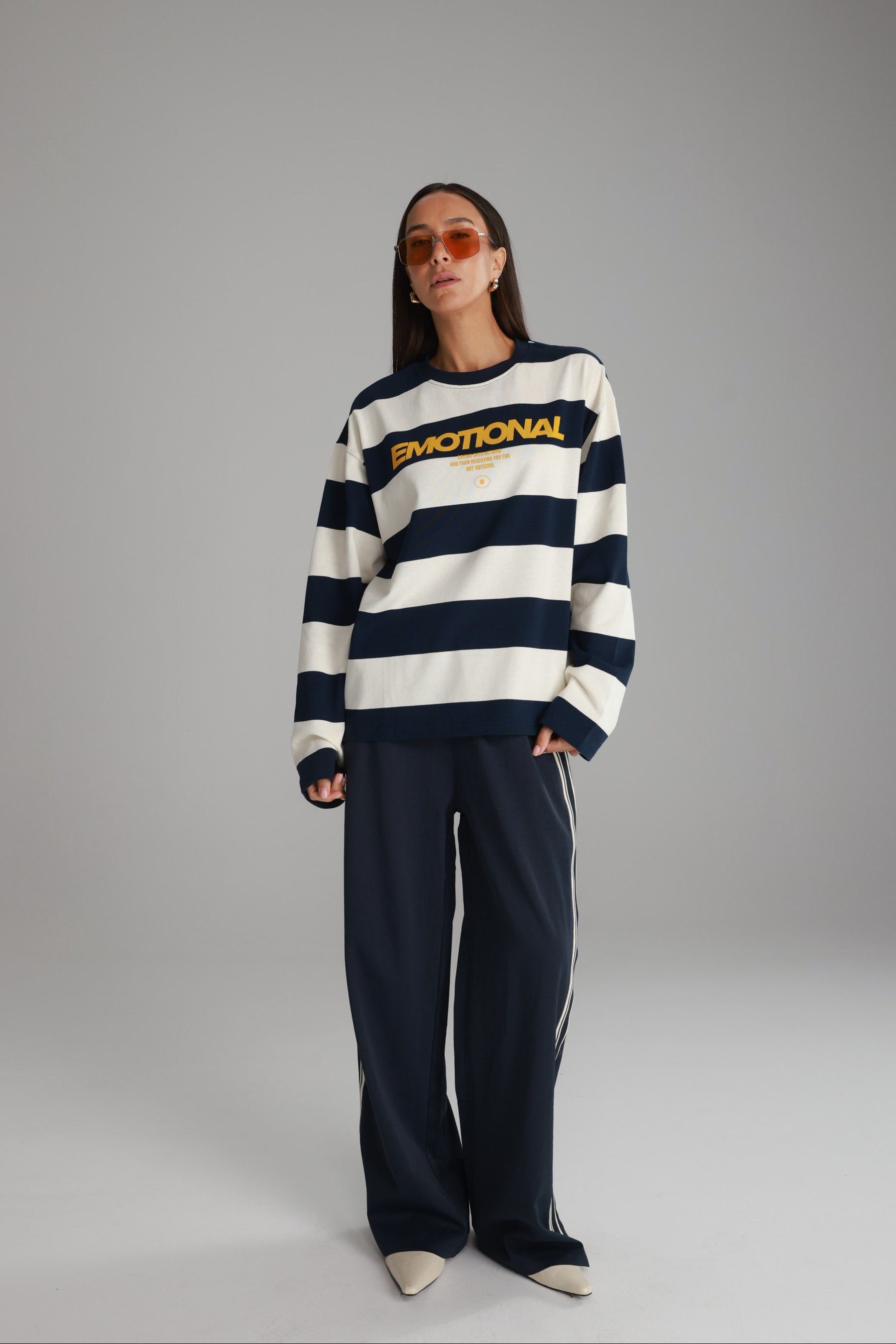 חולצת דיאן שמנת/נייבי