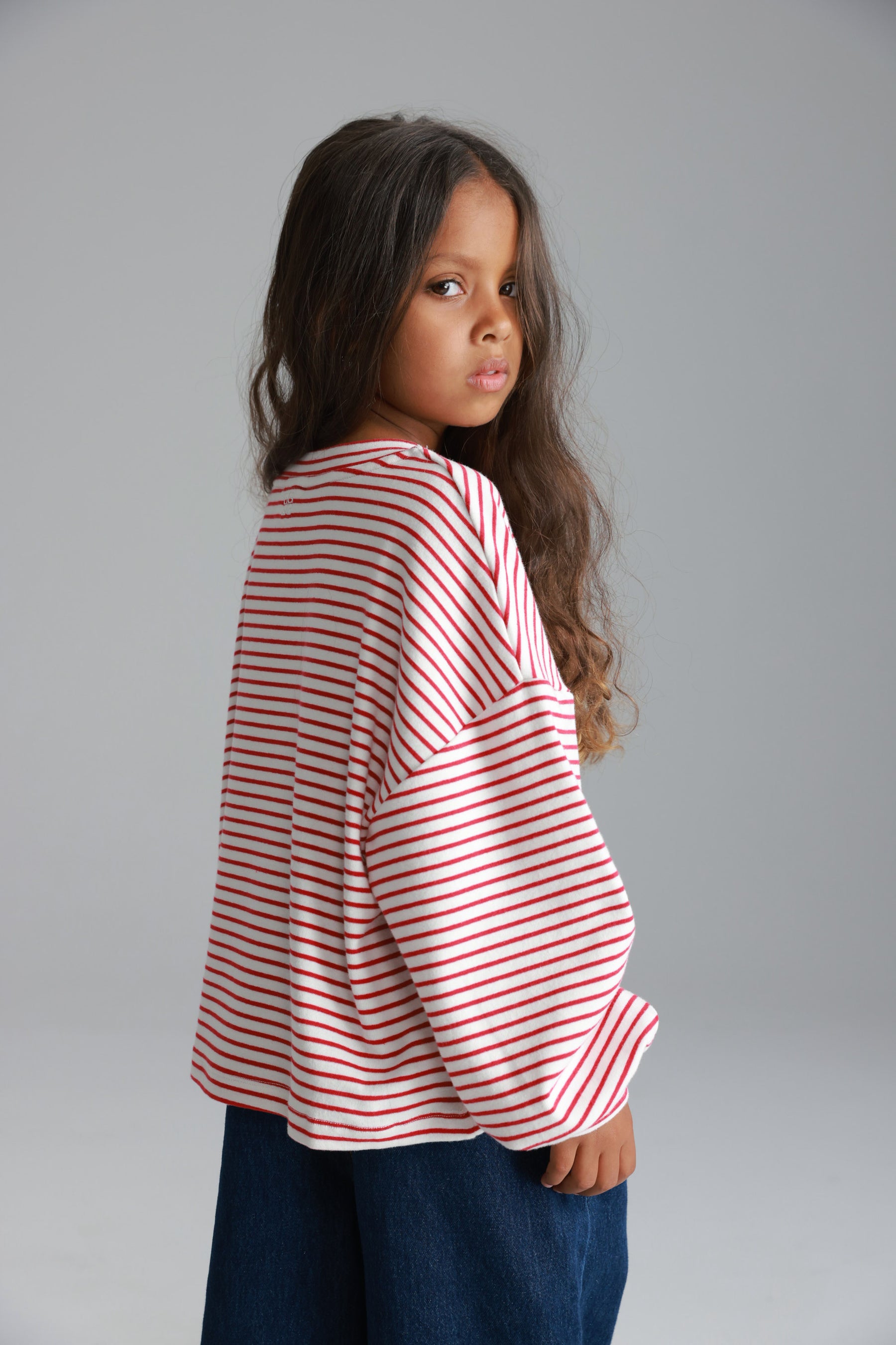 חולצת מייקי פסים לבן/אדום