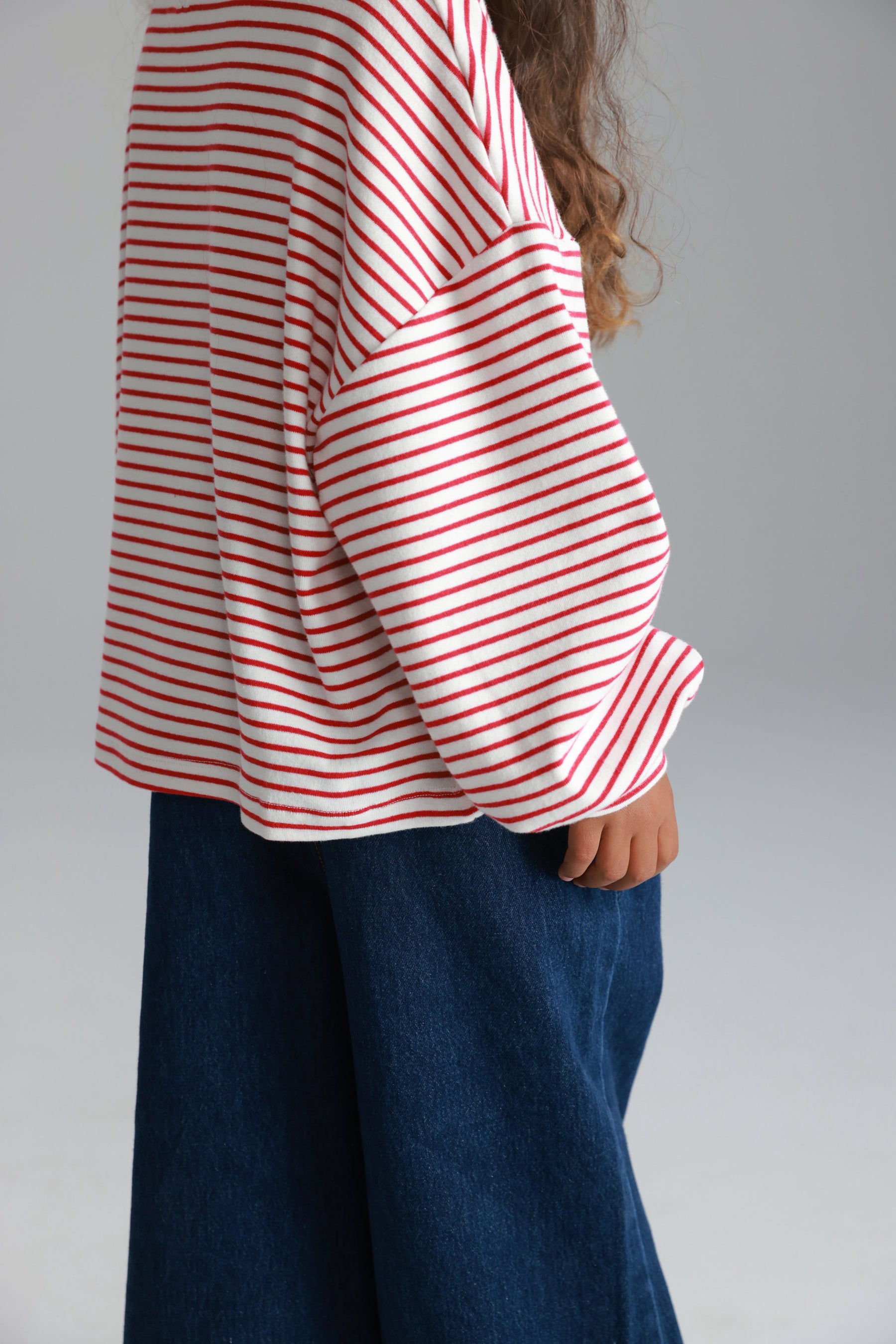 חולצת מייקי פסים לבן/אדום