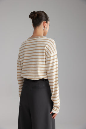 חולצת לוסי פסים שמנת/בז׳