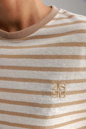 חולצת לוסי פסים שמנת/בז׳