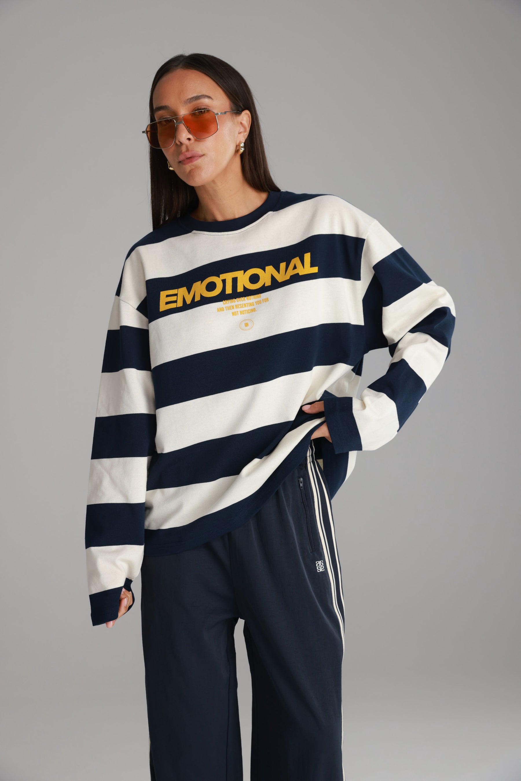 חולצת דיאן שמנת/נייבי