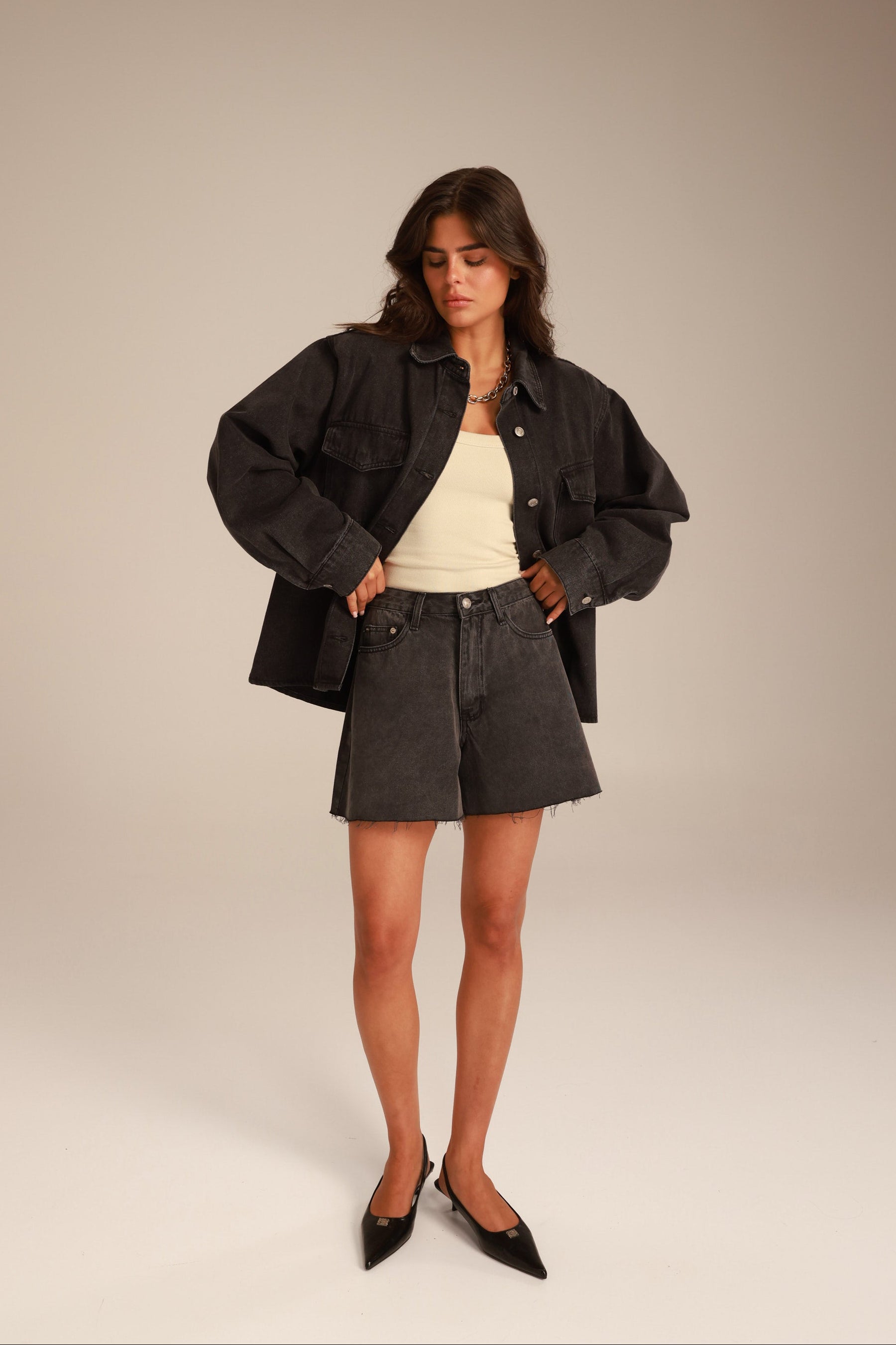 ג'ינס קצר לאונרדו שחור