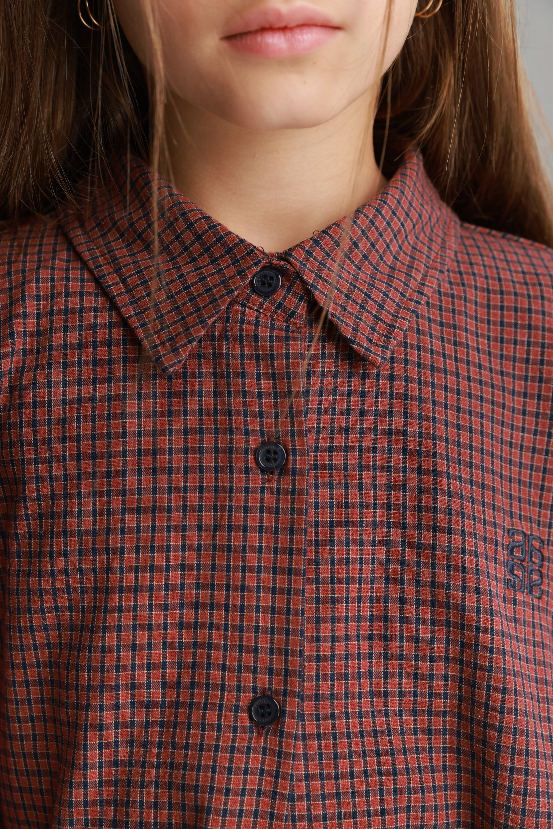 חולצת קניה מכופתרת בורדו/נייבי