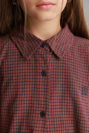 חולצת קניה מכופתרת בורדו/נייבי