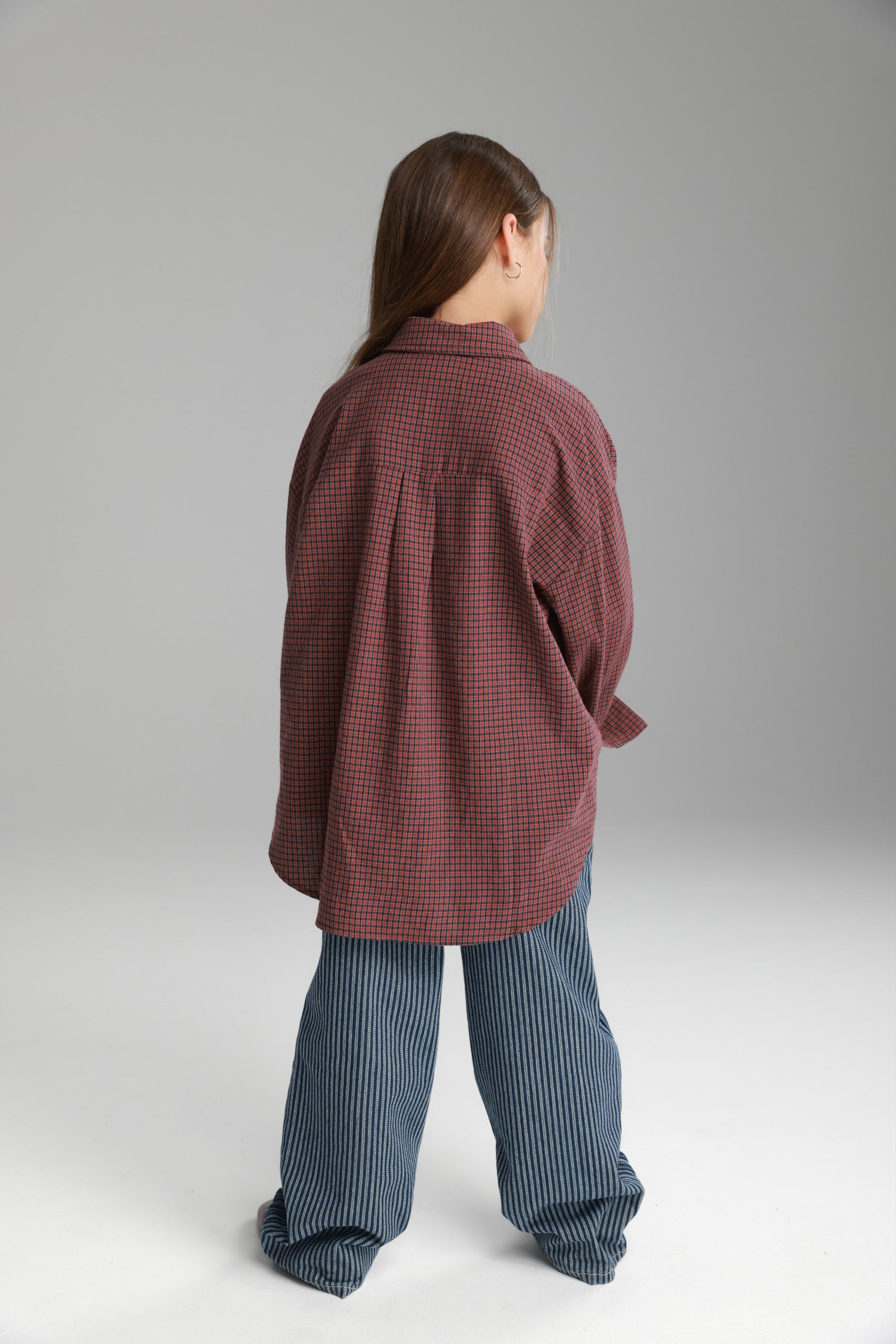 חולצת קניה מכופתרת בורדו/נייבי