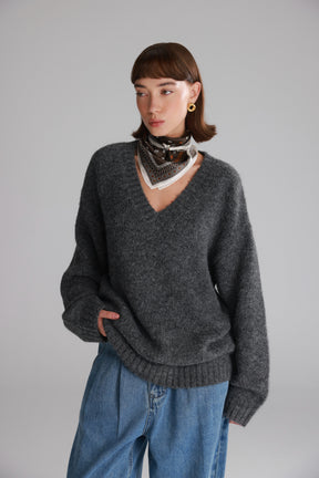 סוודר סאלי אפור כהה