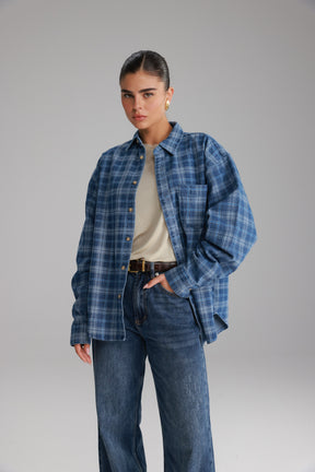 חולצת ג'וי מכופתרת ג'ינס כחול כהה