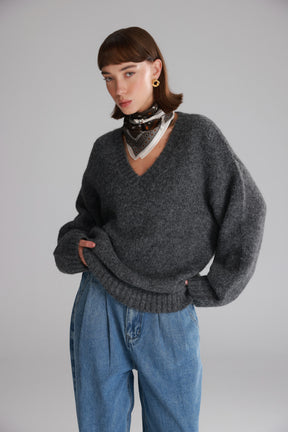 סוודר סאלי אפור כהה