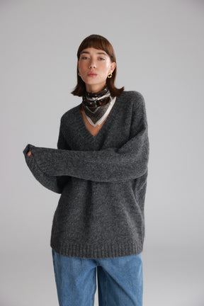 סוודר סאלי אפור כהה