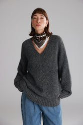 סוודר סאלי אפור כהה