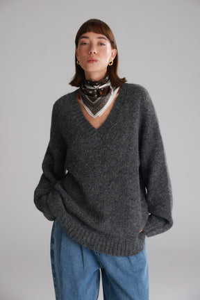 סוודר סאלי אפור כהה