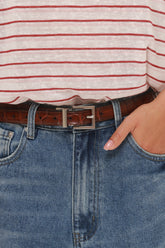 חגורת האנטר חומה אבזם כסף