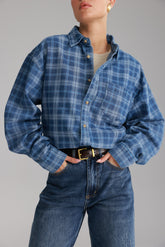 חולצת ג'וי מכופתרת ג'ינס כחול כהה