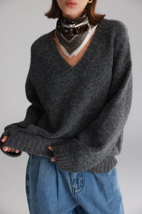 סוודר סאלי אפור כהה