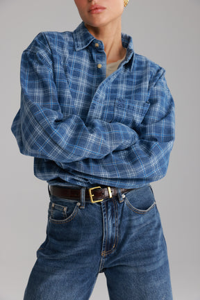 חולצת ג'וי מכופתרת ג'ינס כחול כהה