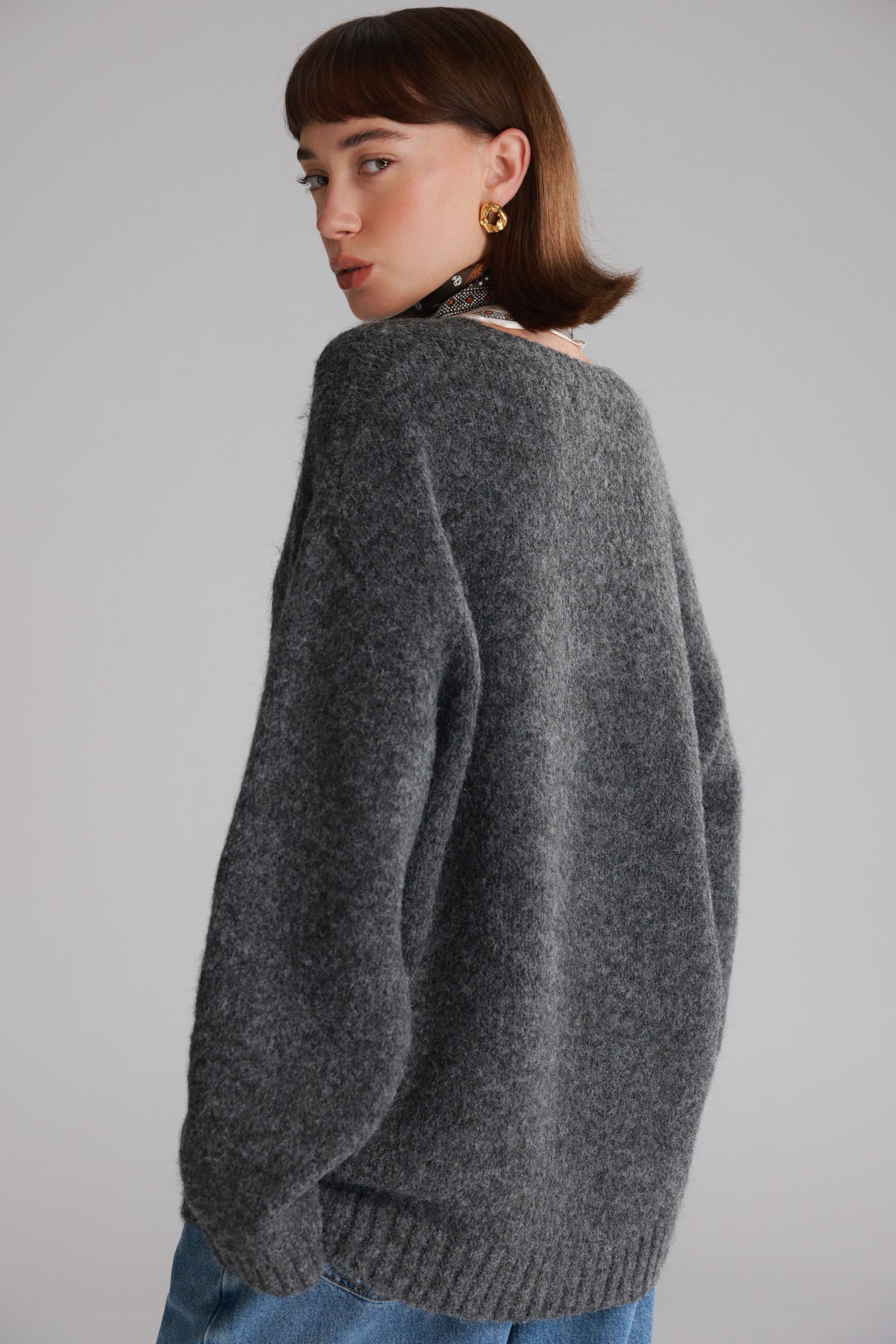 סוודר סאלי אפור כהה