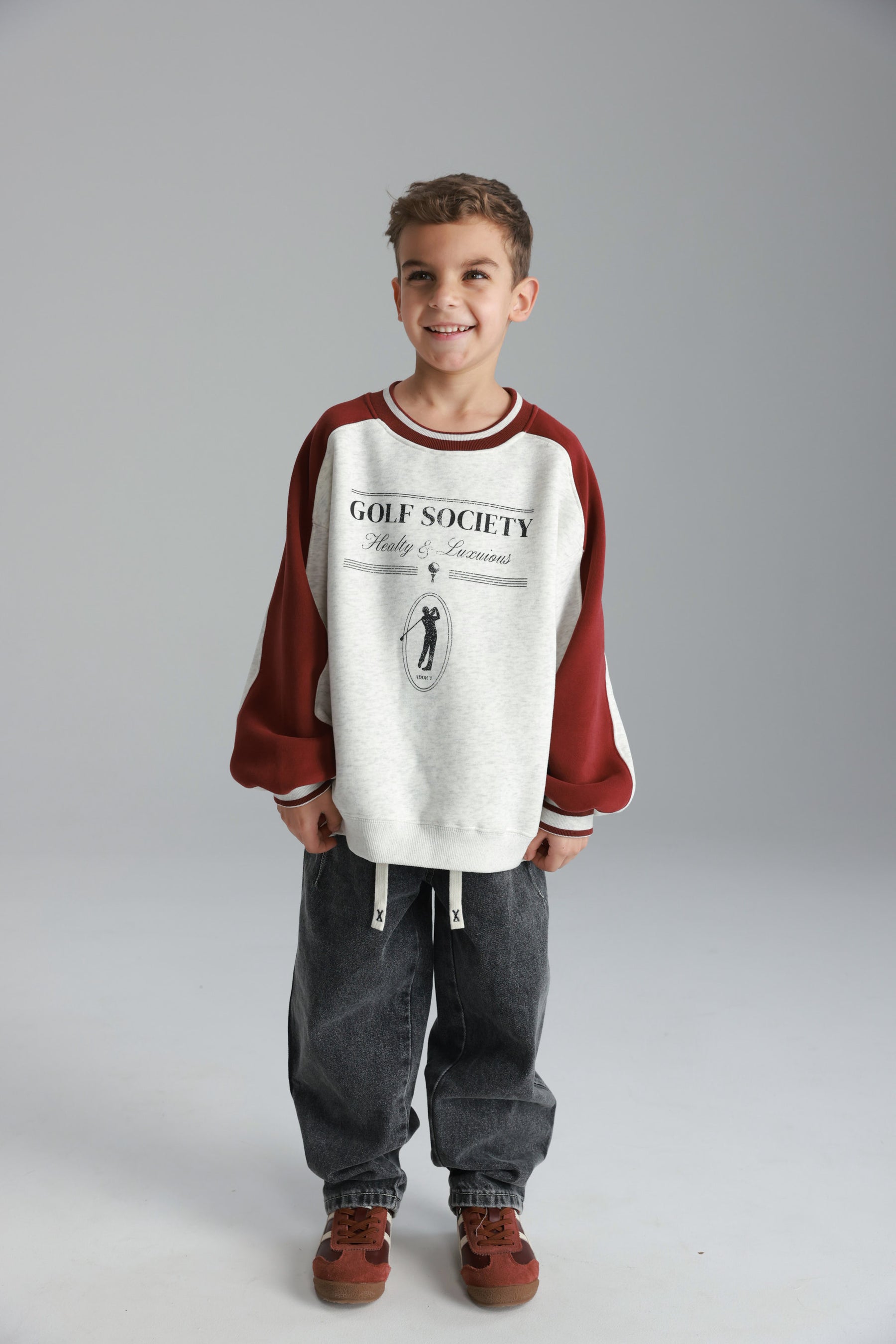 סוויטשירט קיארה אפור/בורדו