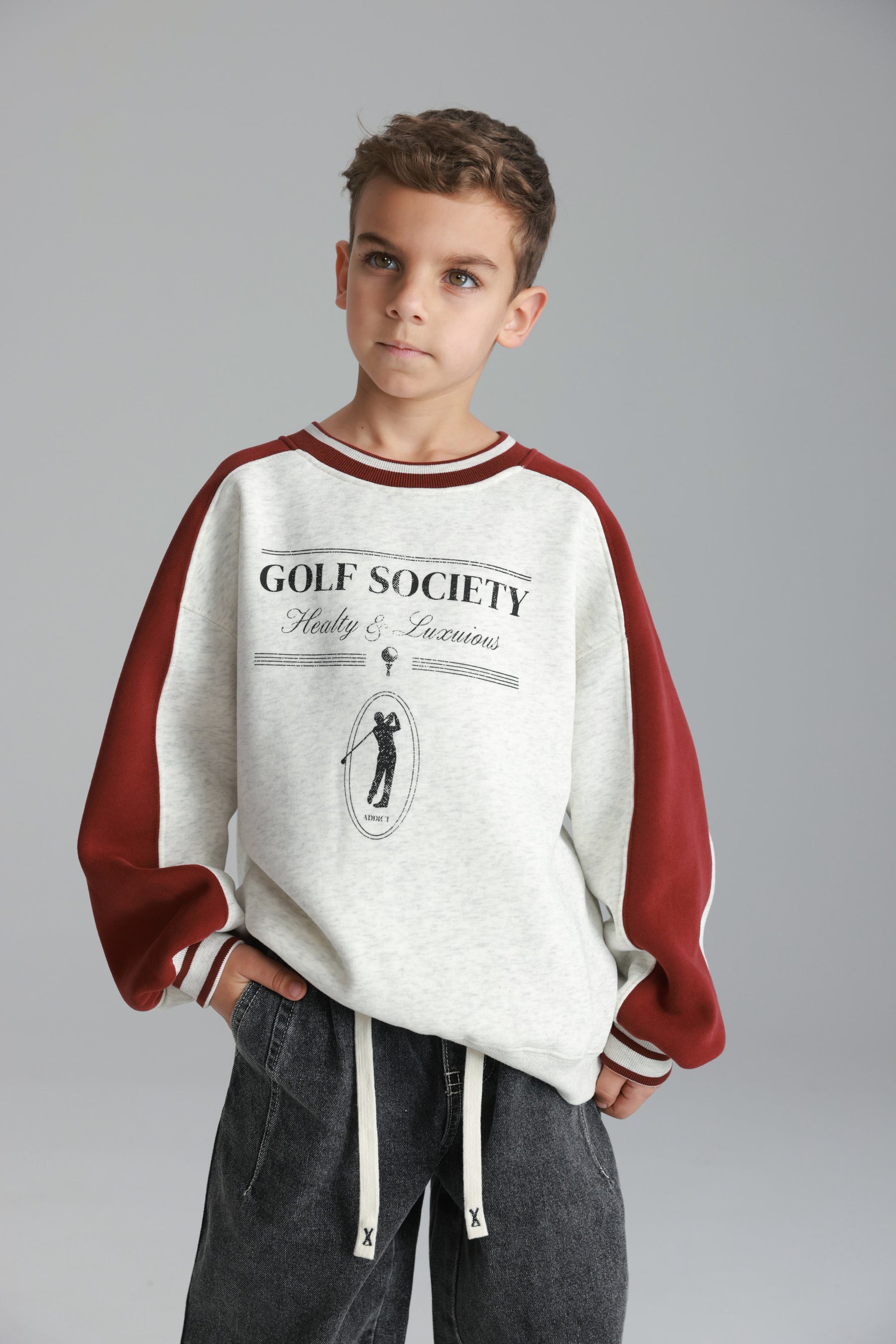 סוויטשירט קיארה אפור/בורדו