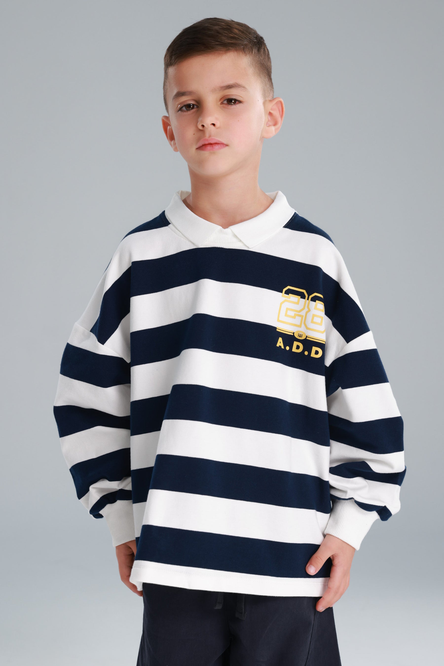 חולצת יוסטון פסים נייבי/לבן