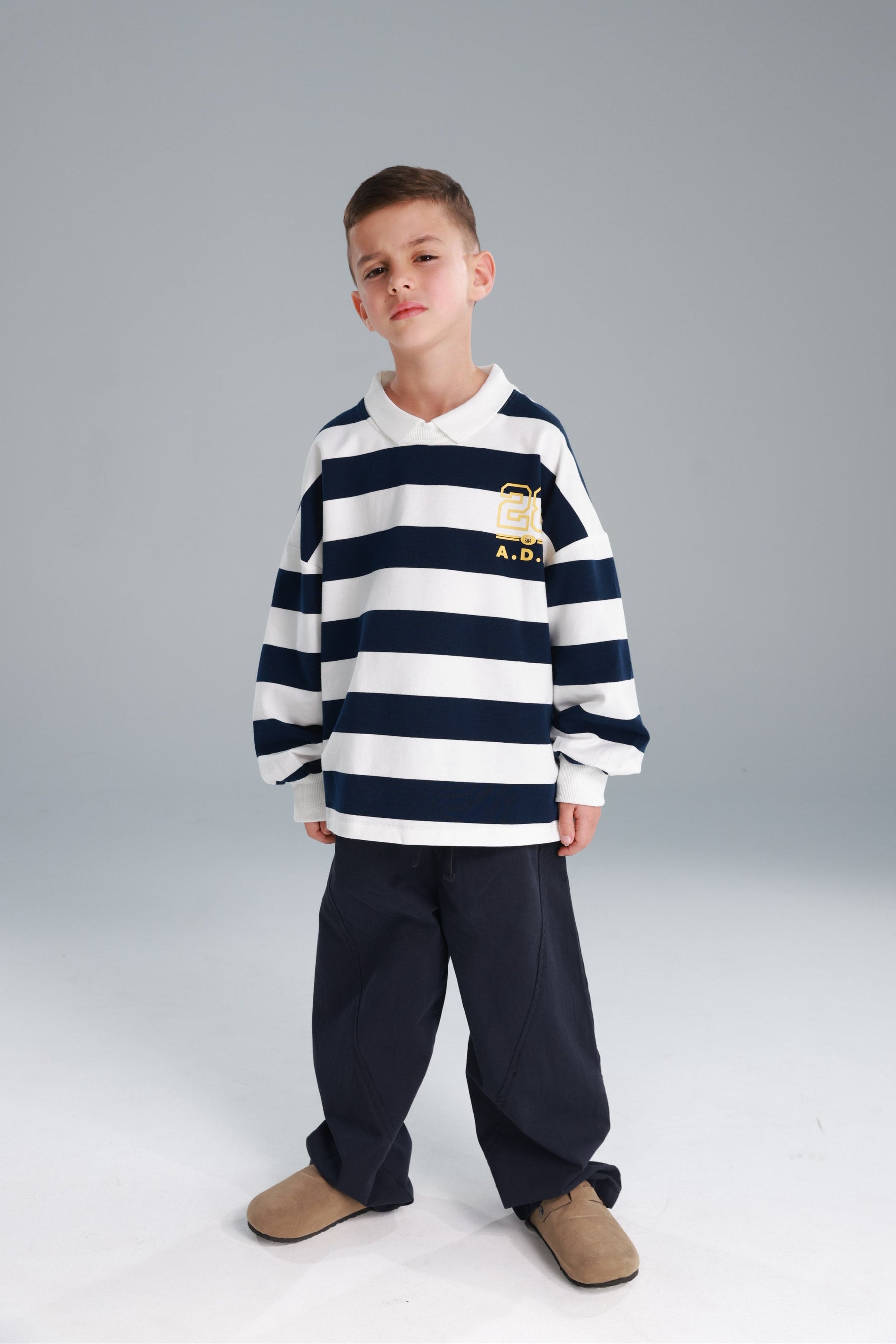 חולצת יוסטון פסים נייבי/לבן