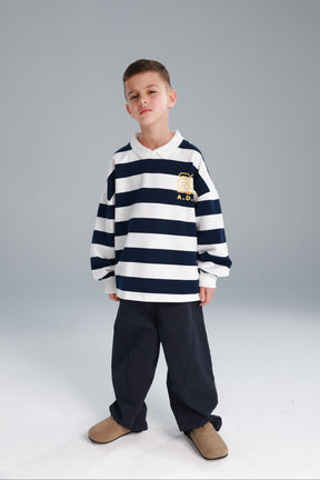 חולצת יוסטון פסים נייבי/לבן