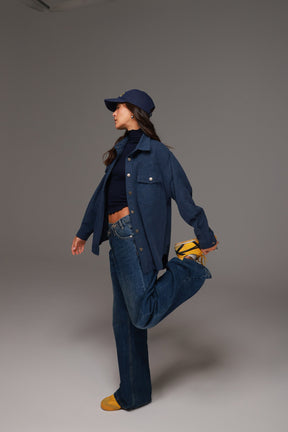 חולצת שיינה מכופתרת נייבי