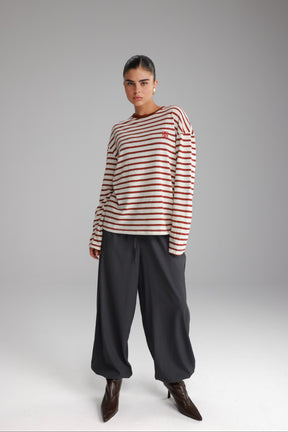 חולצת לוסי פסים שמנת/בורדו