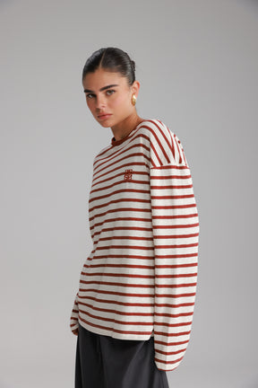 חולצת לוסי פסים שמנת/בורדו