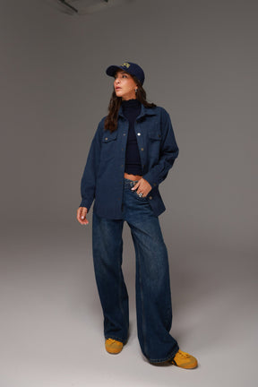 חולצת שיינה מכופתרת נייבי