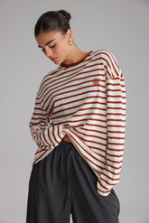 חולצת לוסי פסים שמנת/בורדו