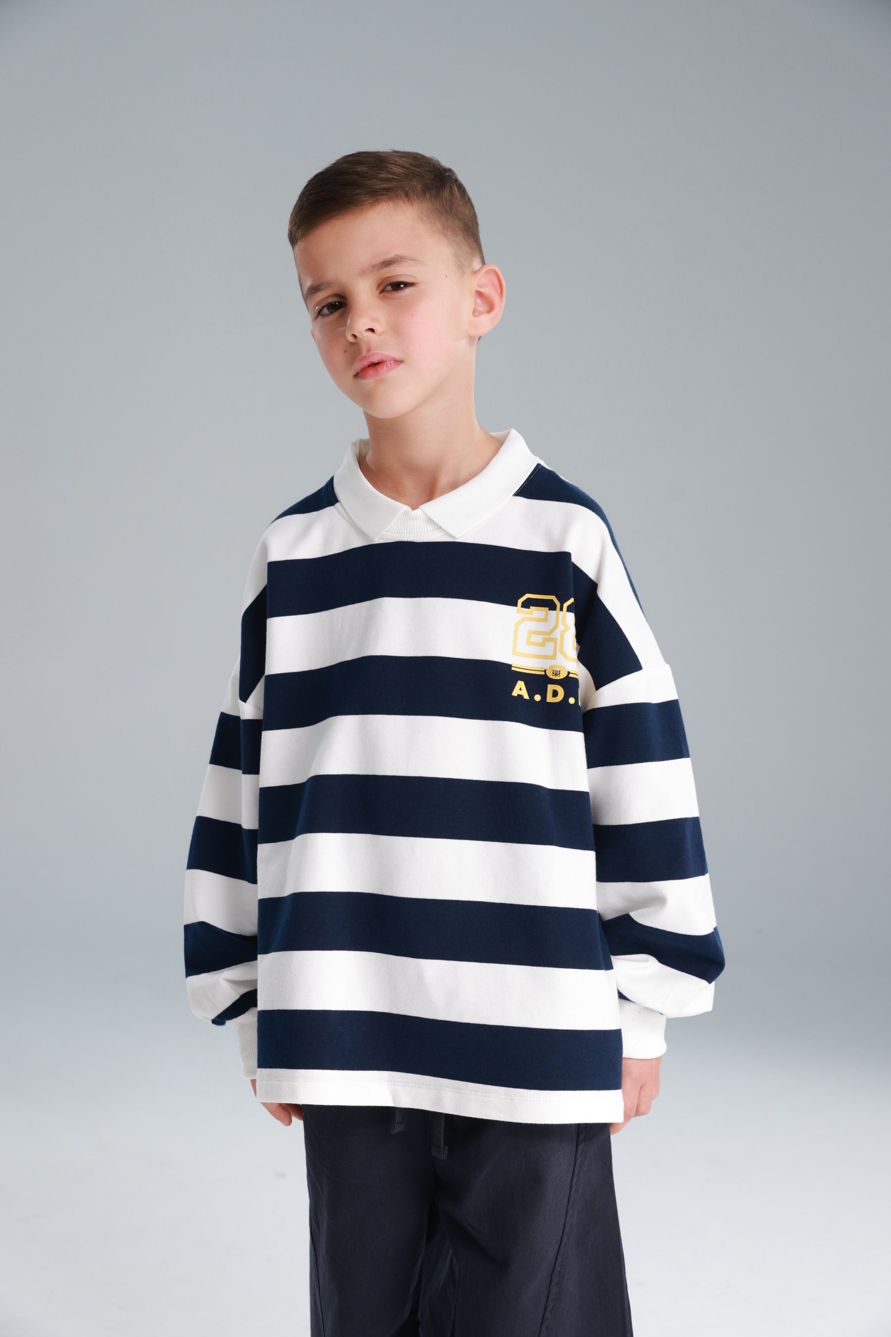 חולצת יוסטון פסים נייבי/לבן