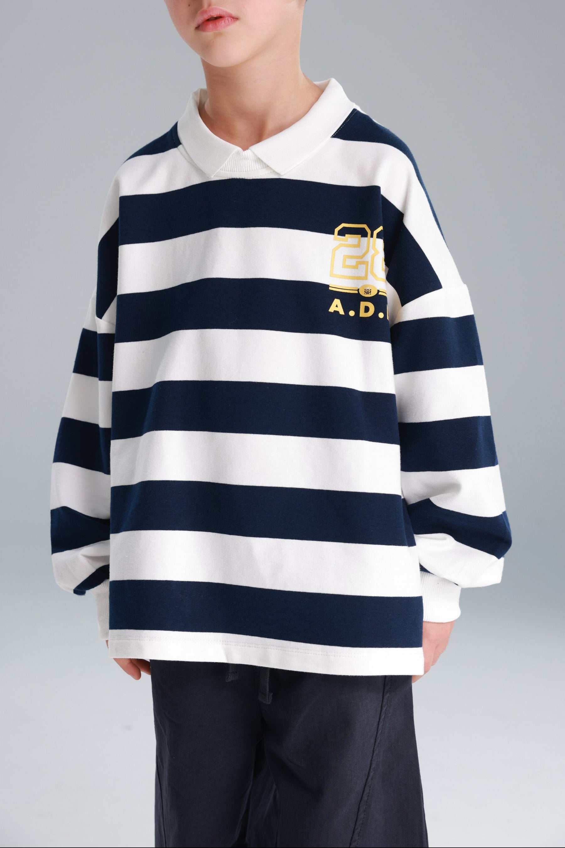 חולצת יוסטון פסים נייבי/לבן