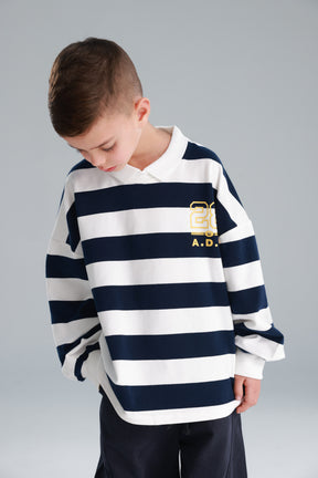 חולצת יוסטון פסים נייבי/לבן