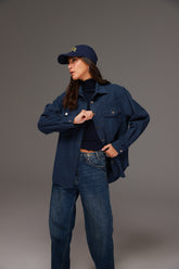 חולצת שיינה מכופתרת נייבי