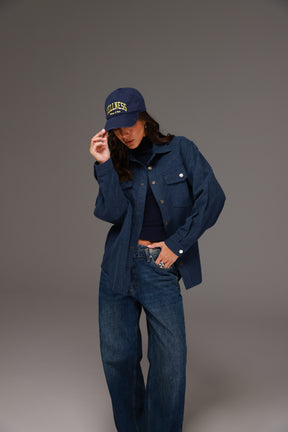 חולצת שיינה מכופתרת נייבי