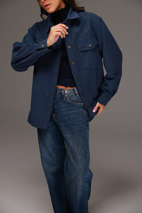 חולצת שיינה מכופתרת נייבי