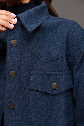 חולצת שיינה מכופתרת נייבי