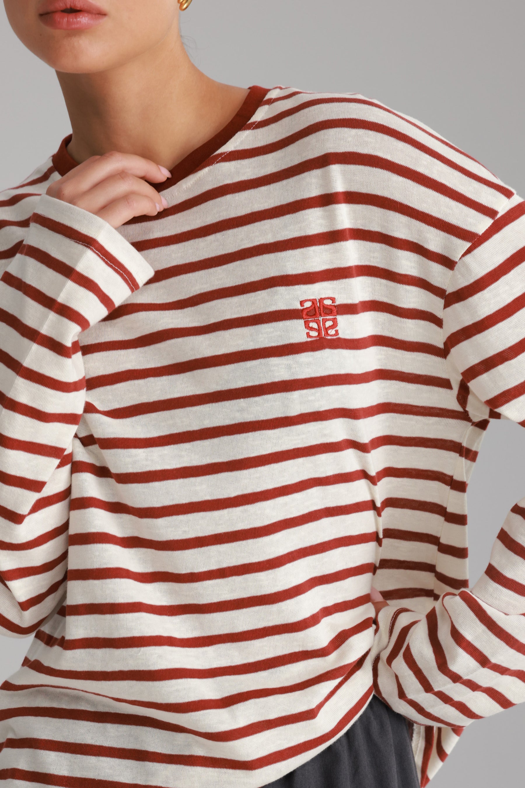 חולצת לוסי פסים שמנת/בורדו