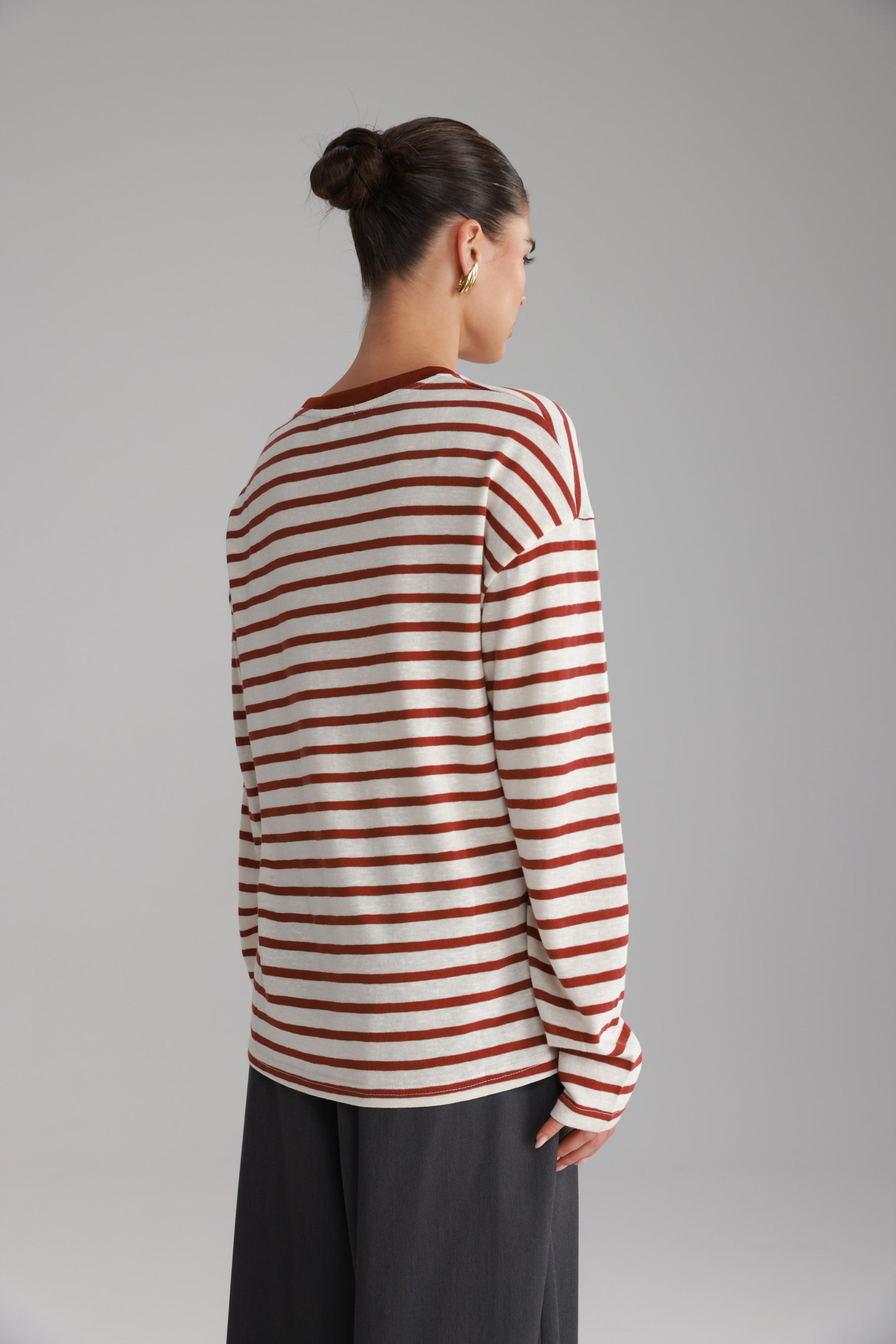 חולצת לוסי פסים שמנת/בורדו