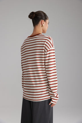 חולצת לוסי פסים שמנת/בורדו