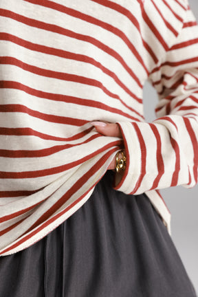 חולצת לוסי פסים שמנת/בורדו